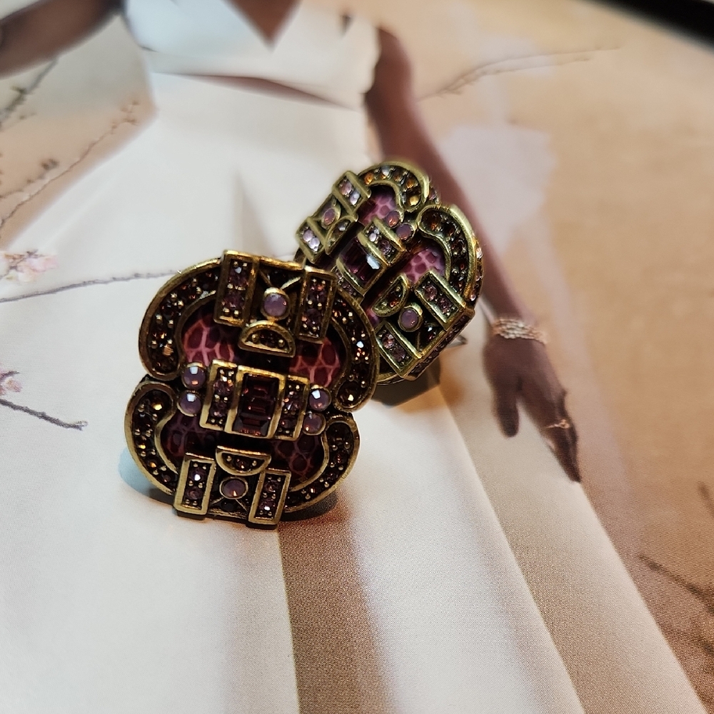 Heidi Daus Gold and Purple Statement Earrings